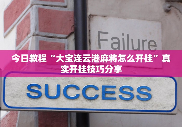 今日教程“大宝连云港麻将怎么开挂”真实开挂技巧分享