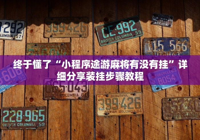 终于懂了“小程序途游麻将有没有挂”详细分享装挂步骤教程