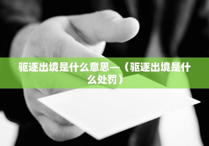 驱逐出境是什么意思—（驱逐出境是什么处罚）