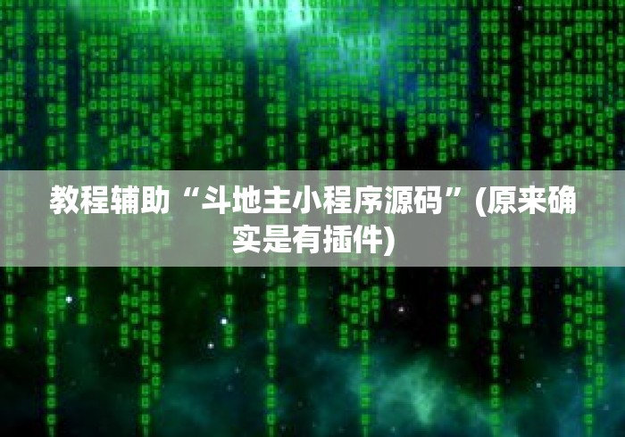 教程辅助“斗地主小程序源码”(原来确实是有插件)