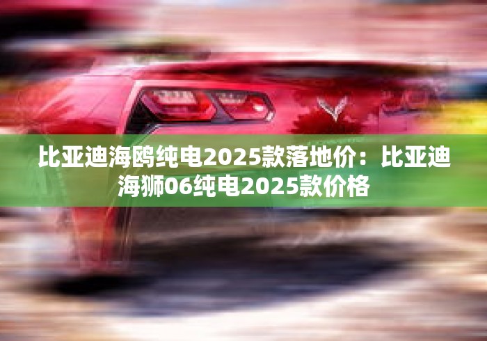 比亚迪海鸥纯电2025款落地价：比亚迪海狮06纯电2025款价格