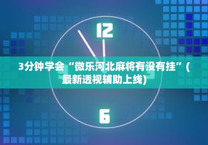 3分钟学会“微乐河北麻将有没有挂”(最新透视辅助上线)