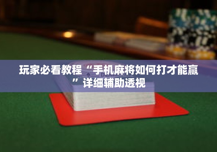 玩家必看教程“手机麻将如何打才能赢”详细辅助透视