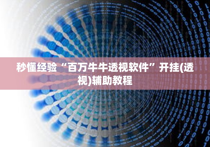 秒懂经验“百万牛牛透视软件”开挂(透视)辅助教程