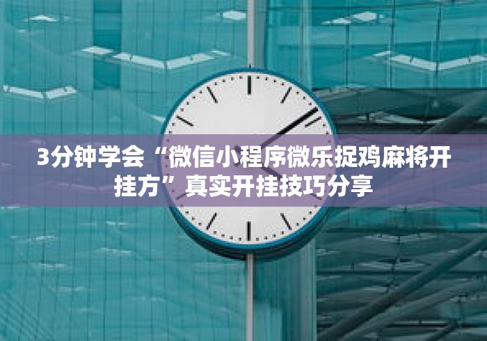 3分钟学会“微信小程序微乐捉鸡麻将开挂方”真实开挂技巧分享