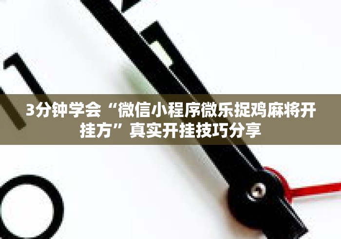 3分钟学会“微信小程序微乐捉鸡麻将开挂方”真实开挂技巧分享